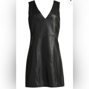 Marie Oliver Black Vegan Leather Sleeveless Dress Sz 8